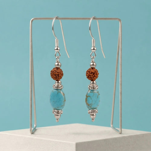 Rudra wave Turquoise & Rudraksh Earrings_ER19