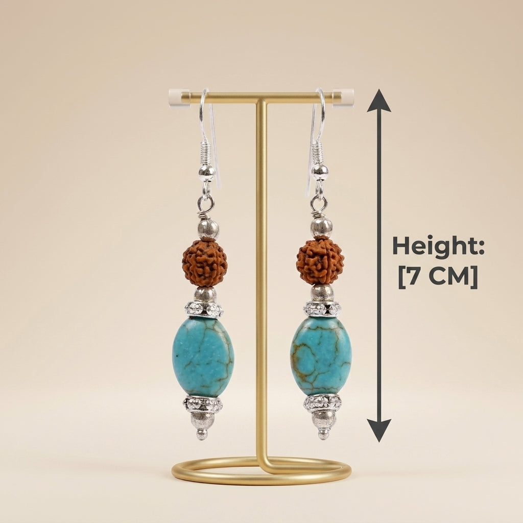 Rudra wave Turquoise & Rudraksh Earrings_ER19