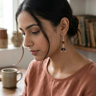 Earth & Fire Garnet Rudraksha Earring_ER06