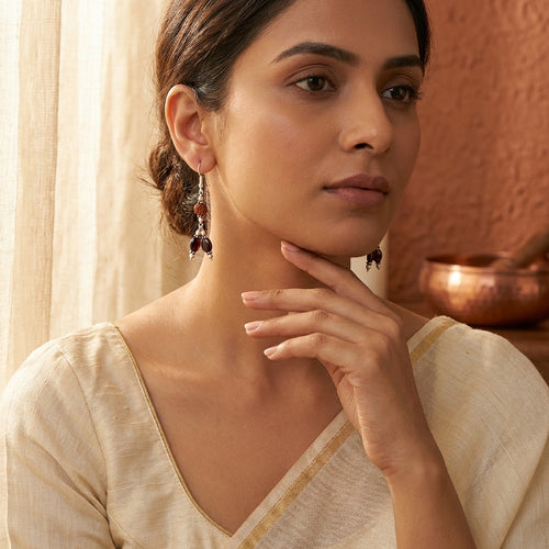 Earth & Fire Garnet Rudraksha Earring_ER06