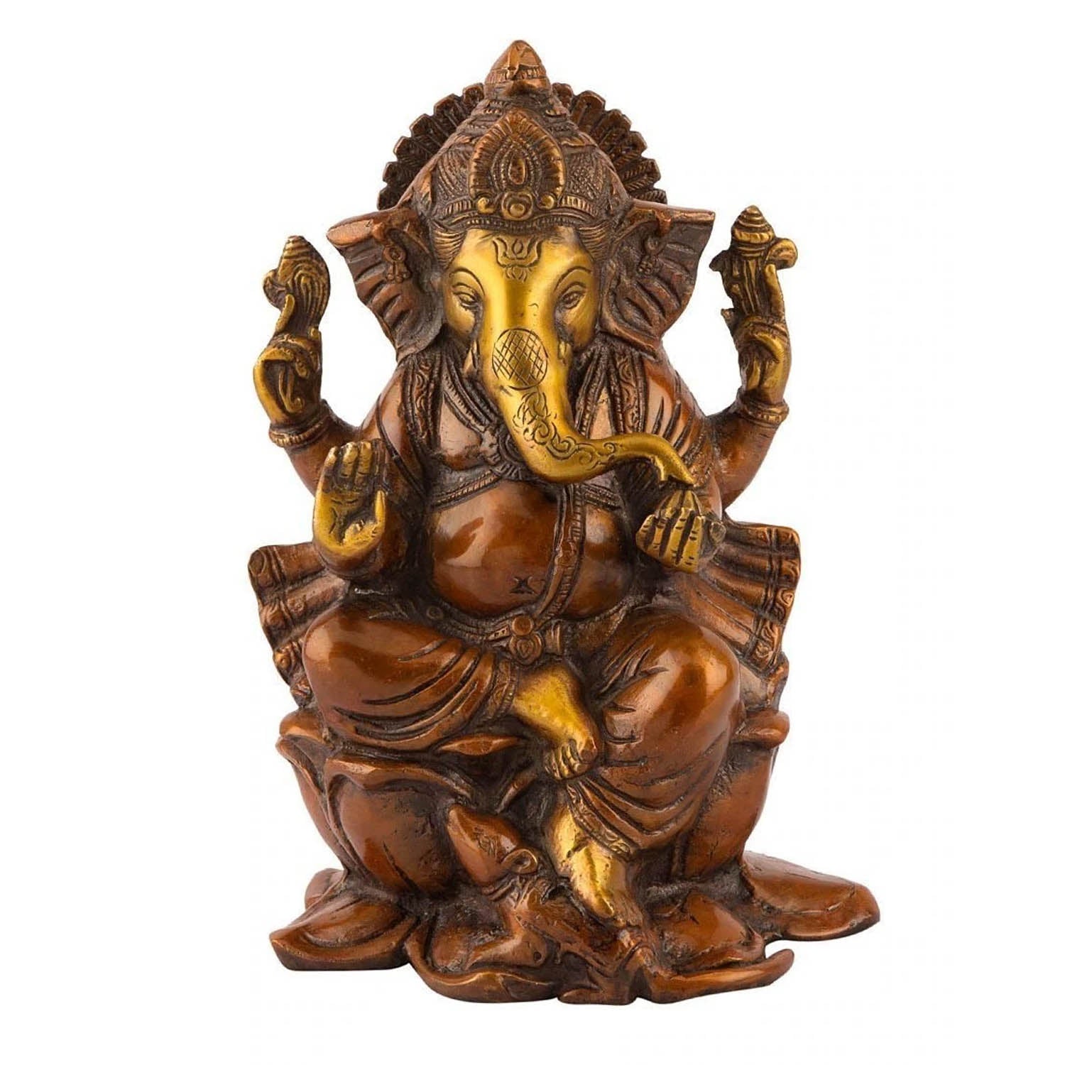 Blessing Sitting Ganesh On Lotus Idol Murti Gbs200