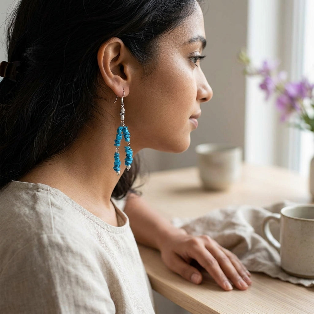 Oceanelle Turquoise Chips Earrings_TE06