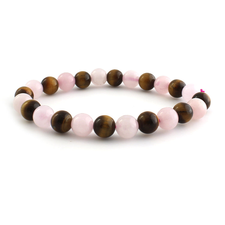 Rose Quartz Tiger Eye Combination Bracelet