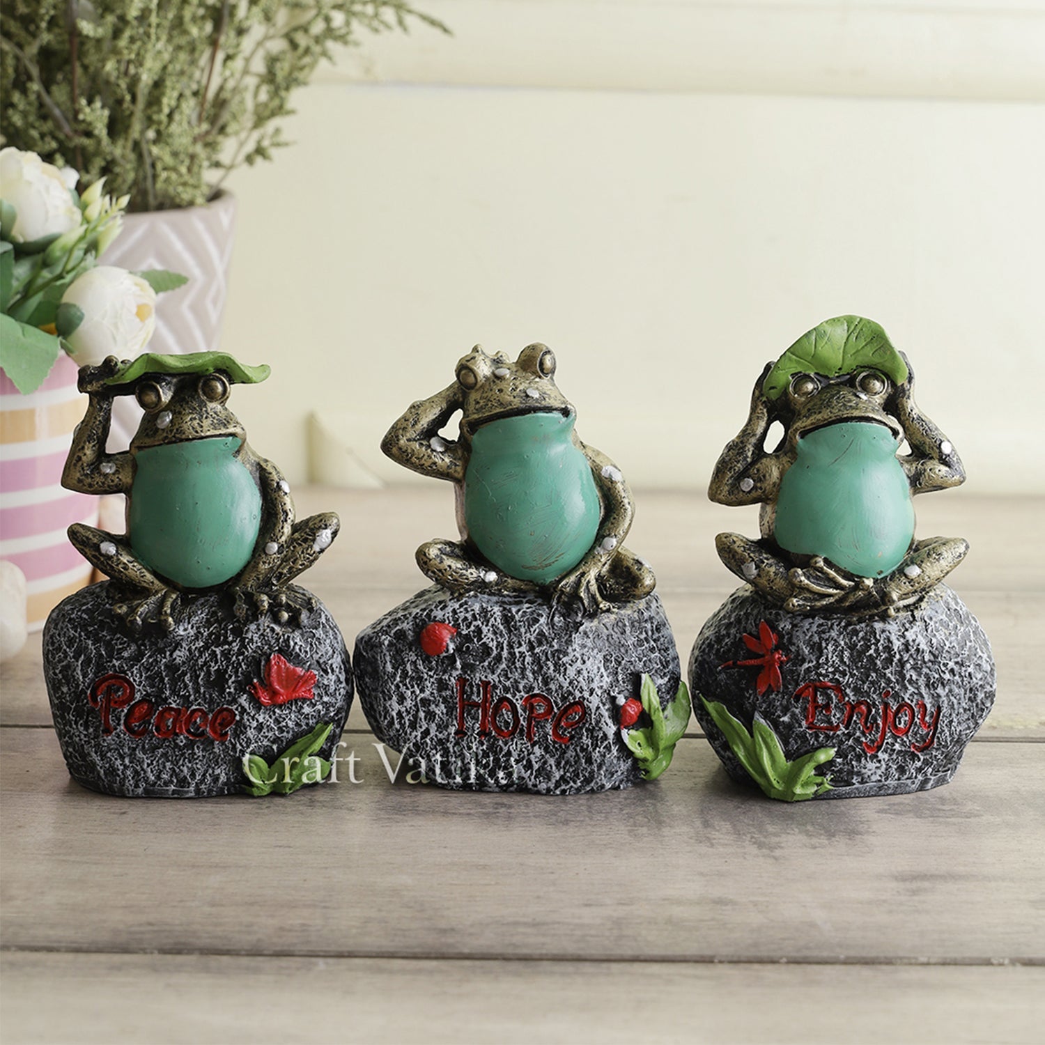 Resin Frog Showpiece For Home Decor ( Set Of 3) Dfmas403