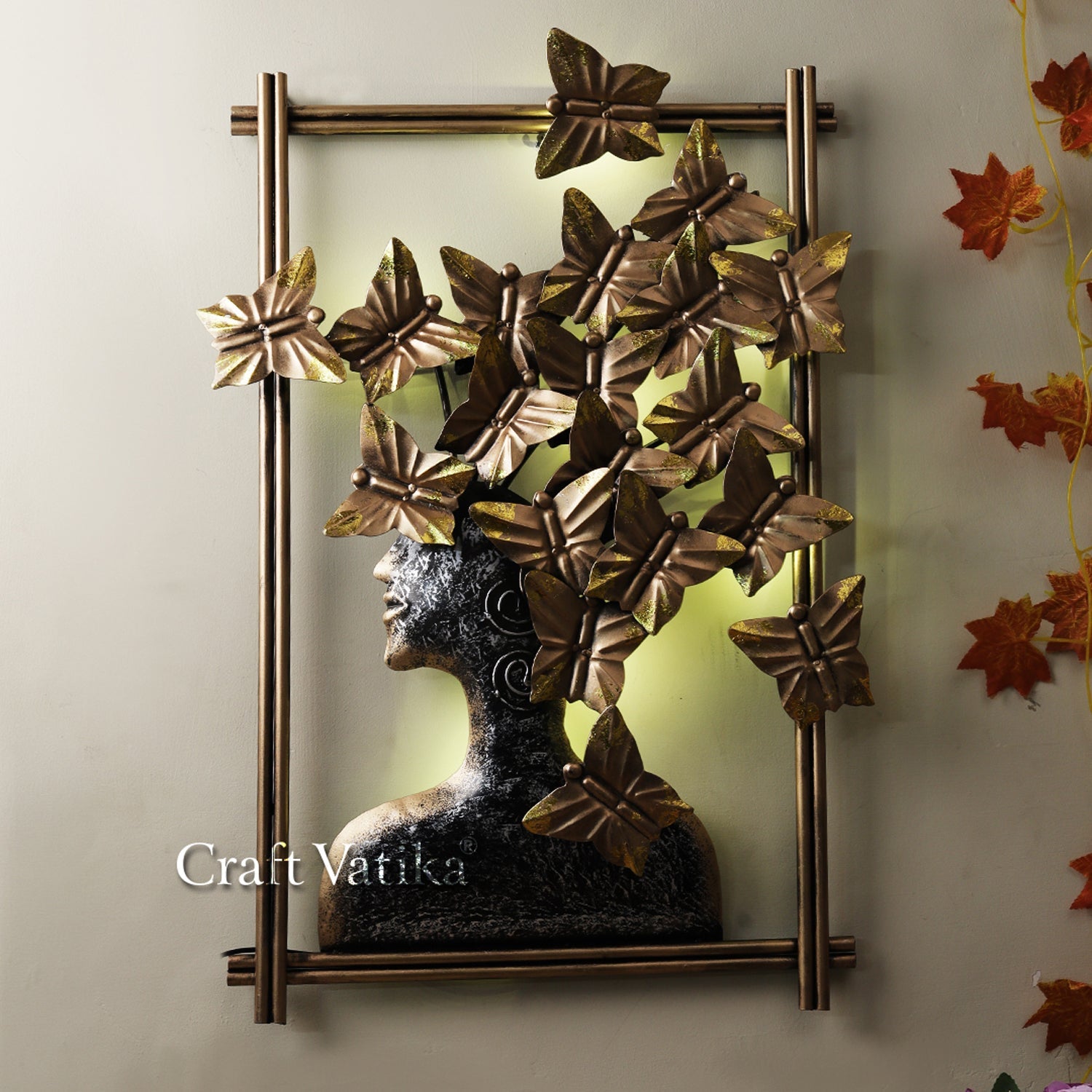 Butterfly Women Metal Decorative Led Wall Hanging Dfmw401