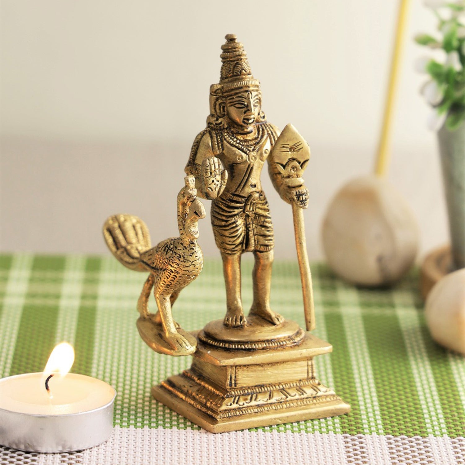 Brass Lord Murugan Kartikeya Statue For Worship Dfbs243