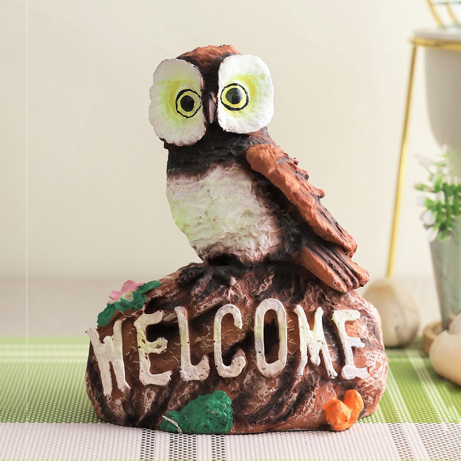 Welcome Owl Bird Resin Decorative Showpiece Dfmas401