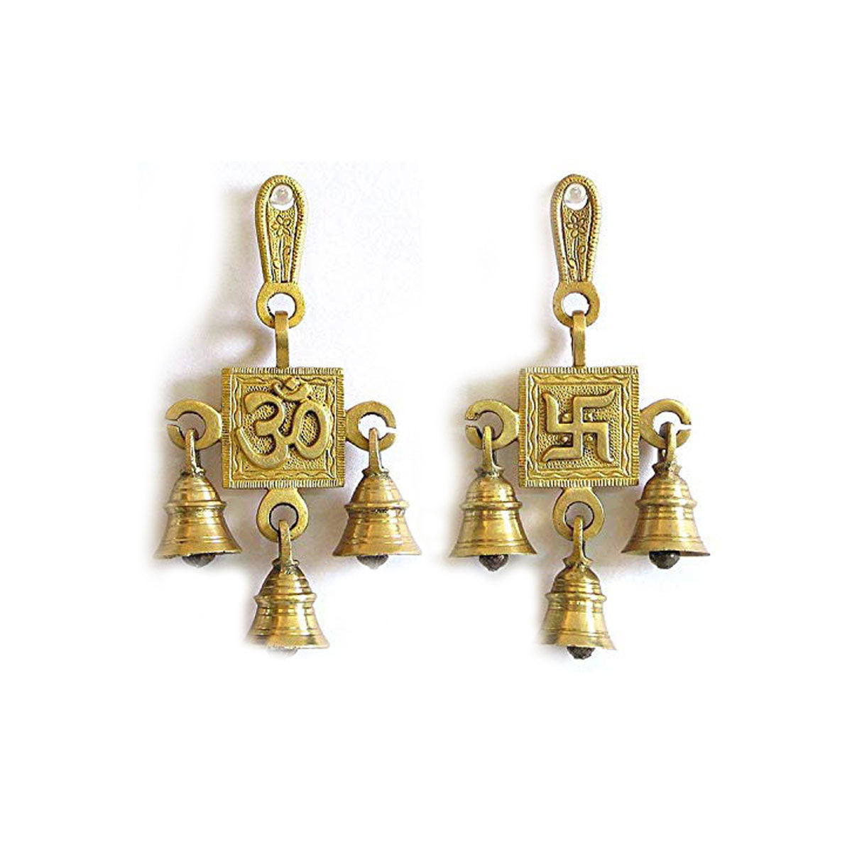 Metalcraft Brass Hanging Bell (OM + Swastik)