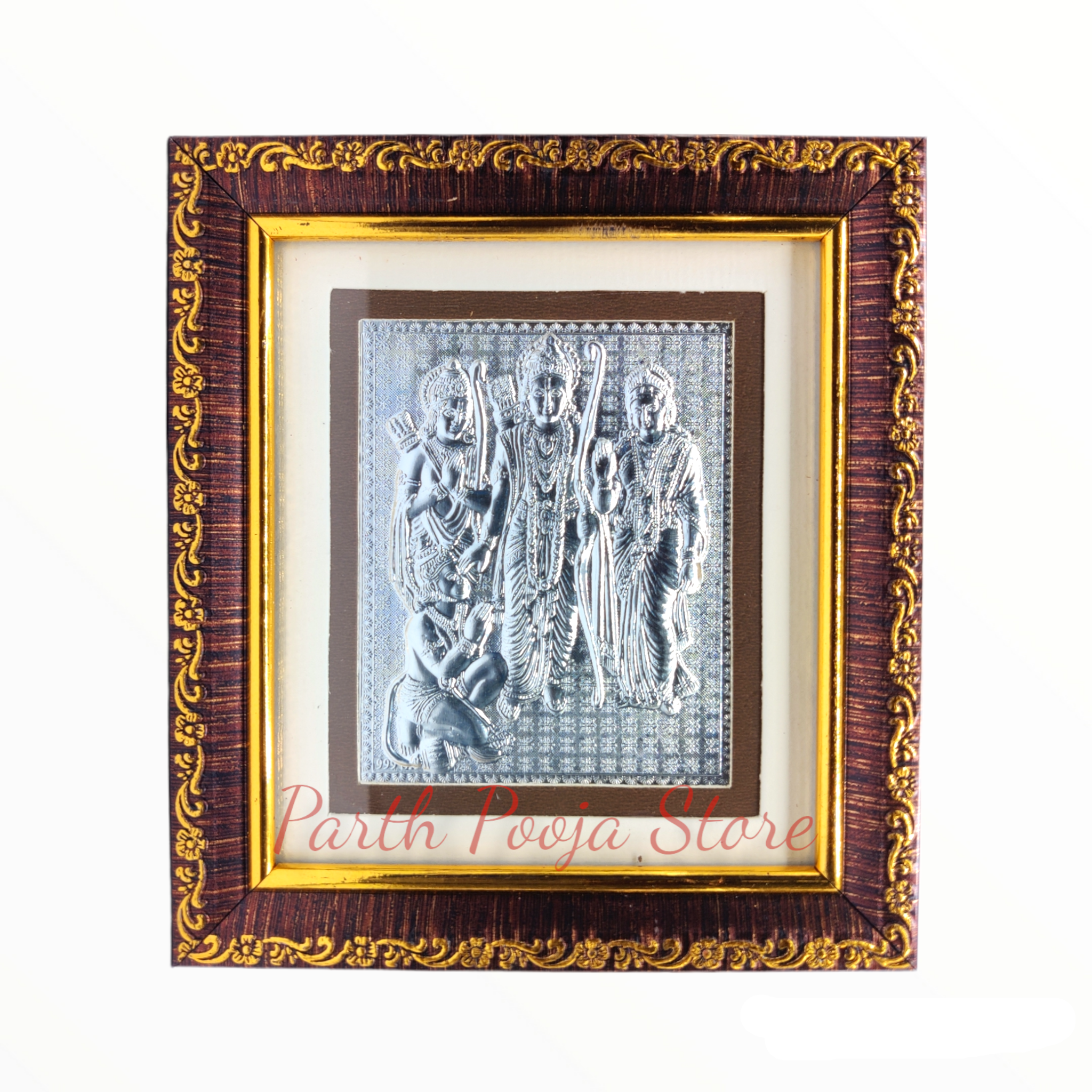 Pure Silver God Photo Frame of Ram Darbar