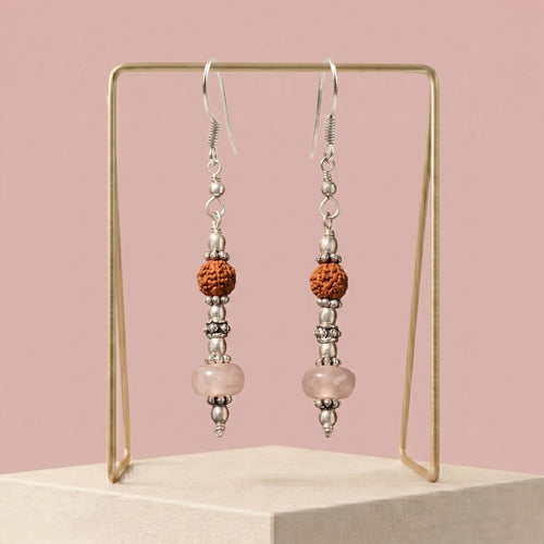 Hridayum  Rose Quartz Rudraksha Earrings_RQE03