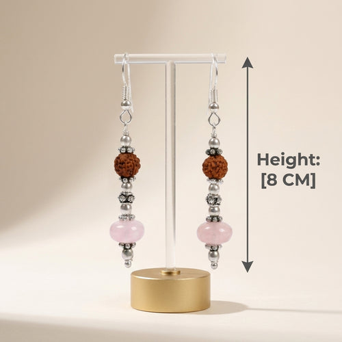 Hridayum  Rose Quartz Rudraksha Earrings_RQE03