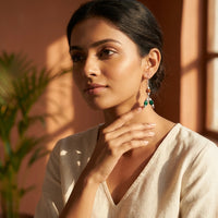 Soul Sync Greens Malachite & Rudraksh Earrings_ER11