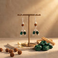 Soul Sync Greens Malachite & Rudraksh Earrings_ER11