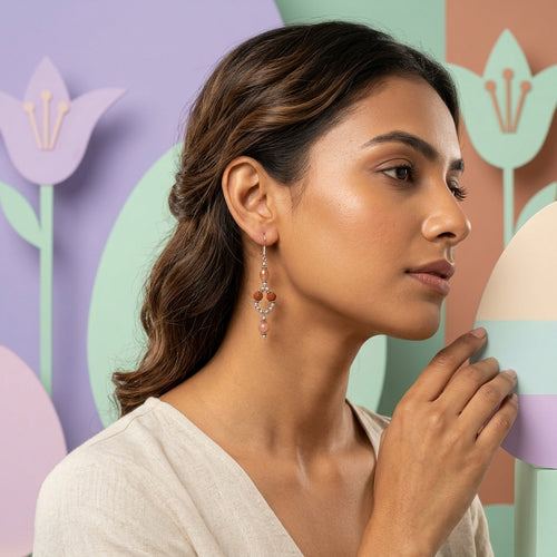 GlowRudra Sunstone & Rudraksha Earrings_ER13