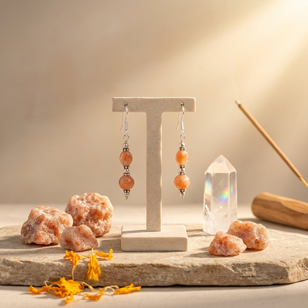 Peach Solar Sunstone Earrings_ER14