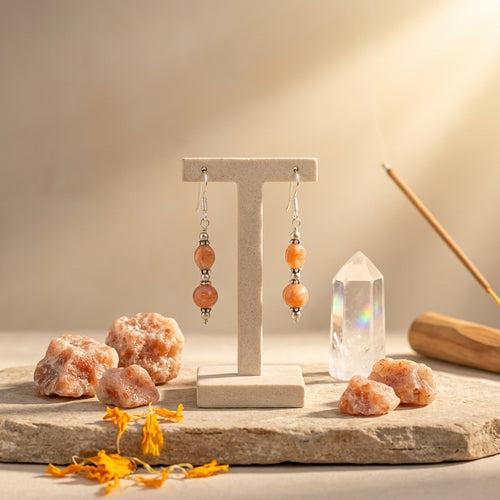 Peach Solar Sunstone Earrings_ER14