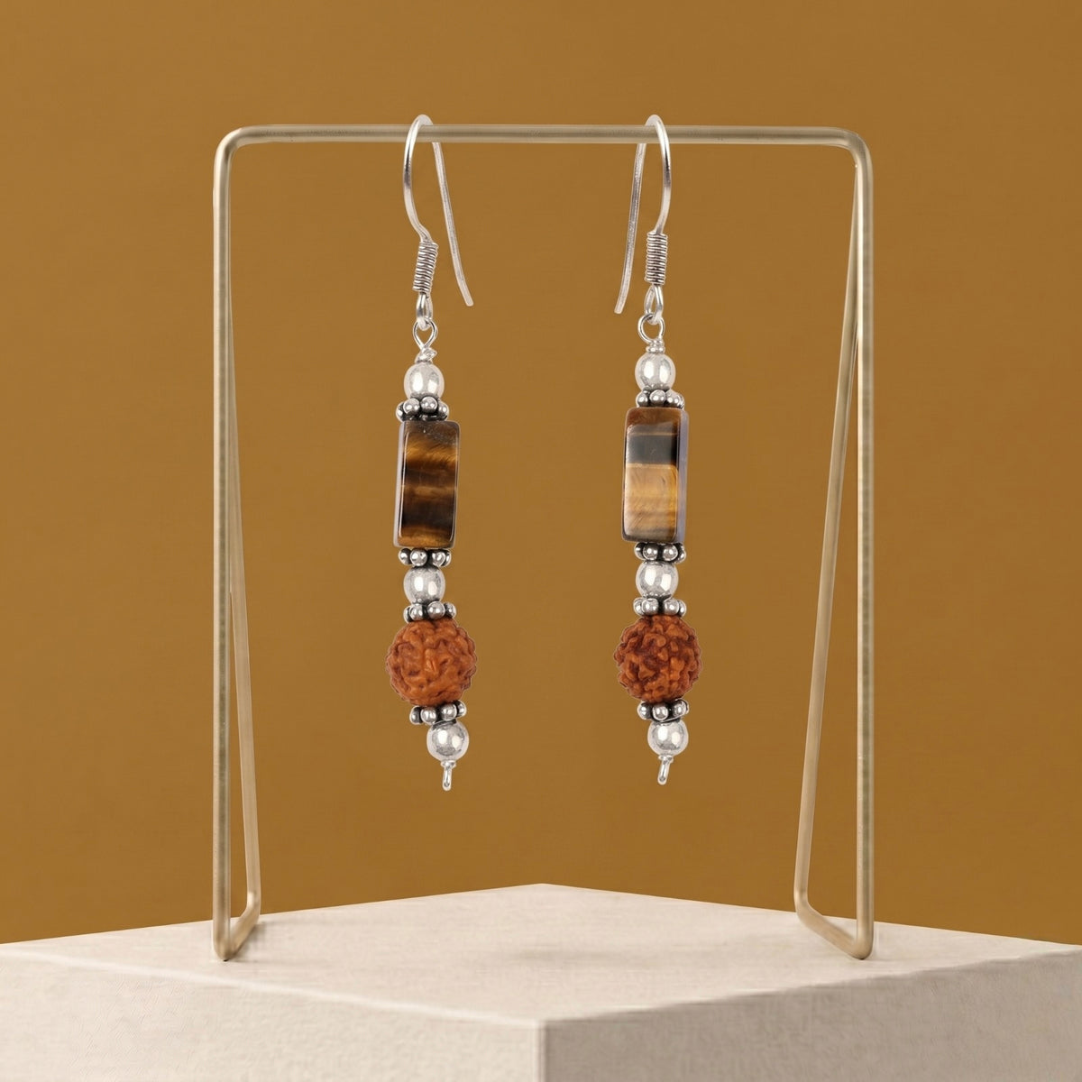 Fireline Rudraksh Tiger Eye Earring_TE05