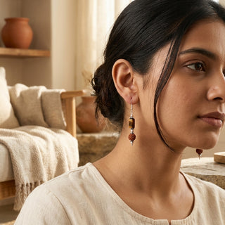 Fireline Rudraksh Tiger Eye Earring_TE05