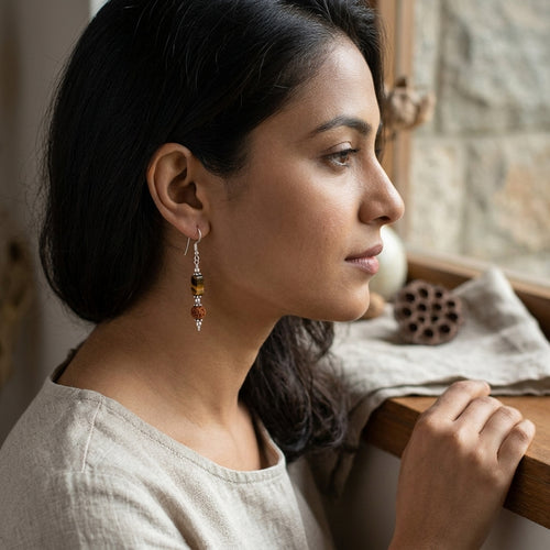 Fireline Rudraksh Tiger Eye Earring_TE05