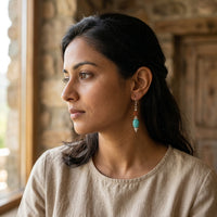 Rudra wave Turquoise & Rudraksh Earrings_ER19