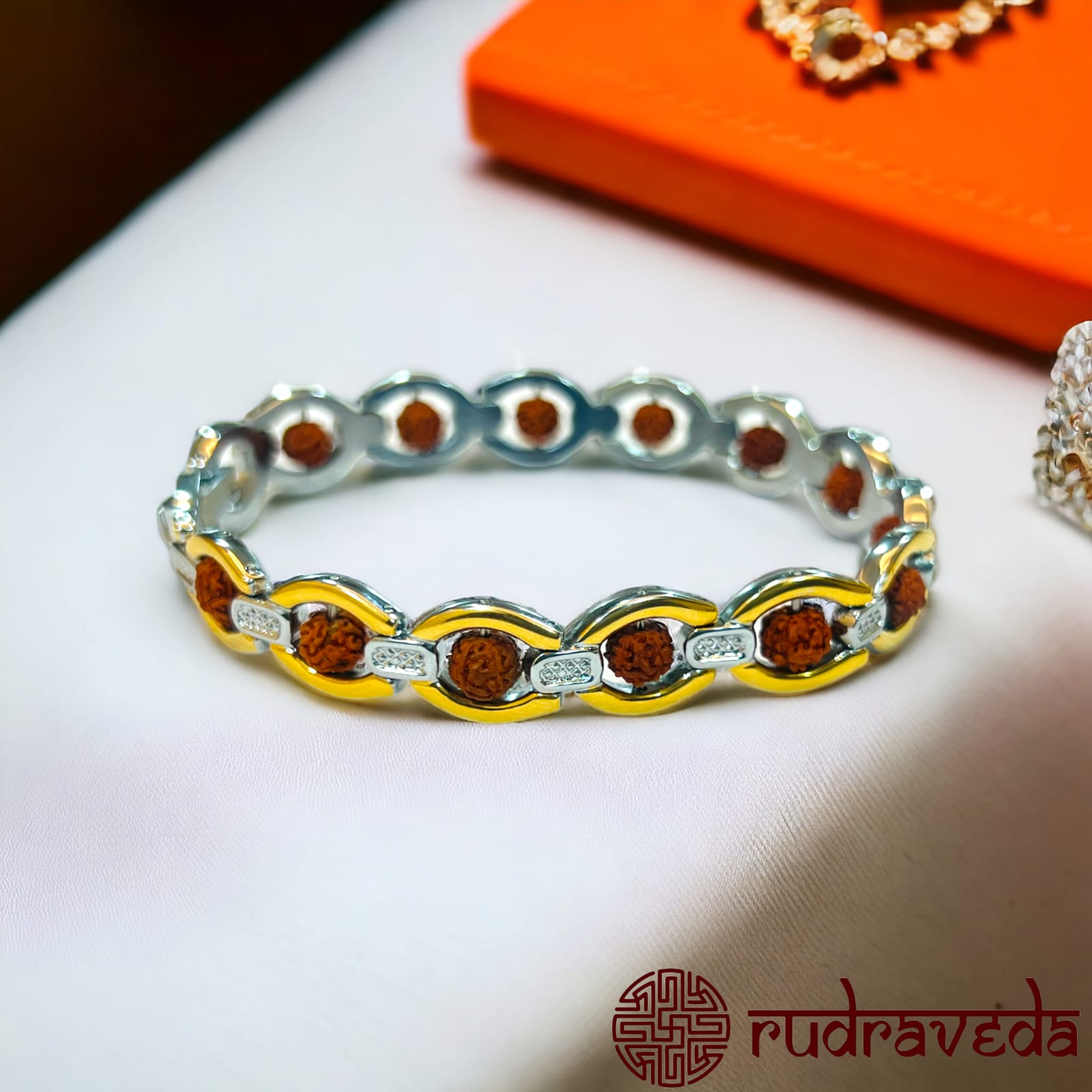 Gold Plated Rudraksha Bracelet For Women