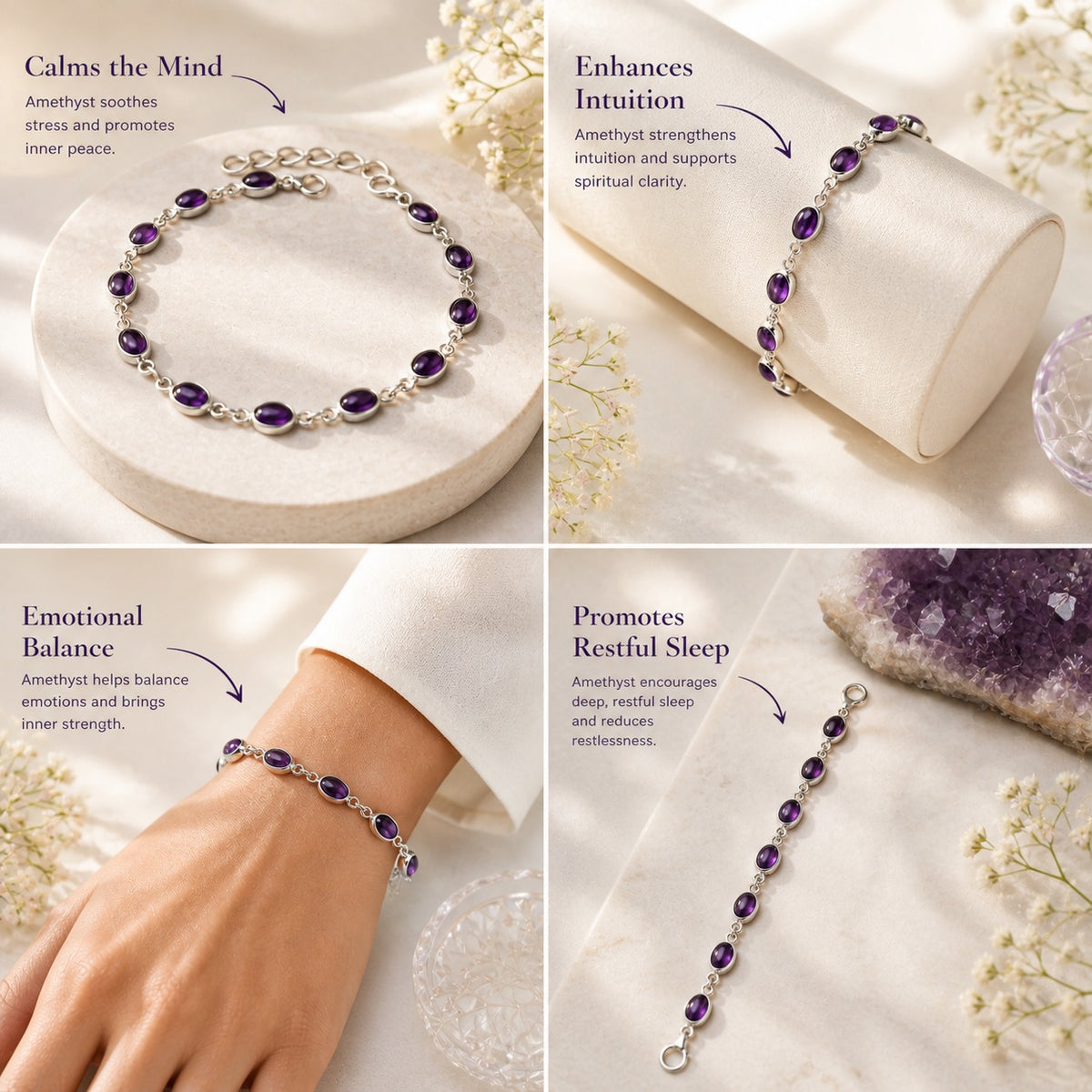 Silver Plated Amethyst Bracelet/Anklet