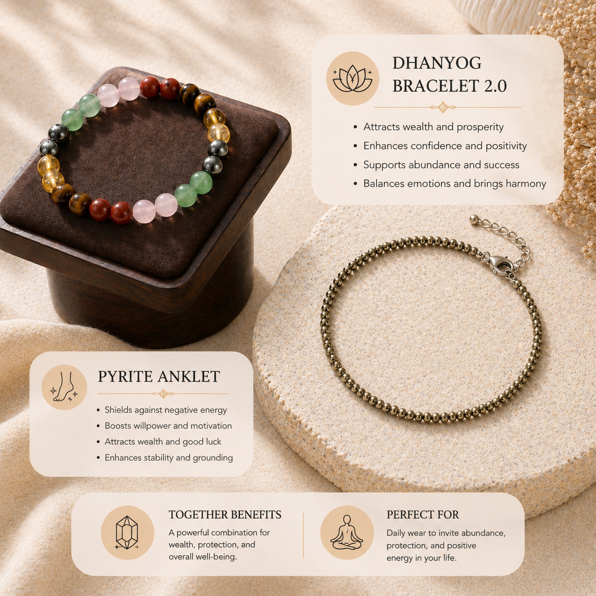 Dhanyog Bracelet 2.0 (Free Pyrite Anklet)