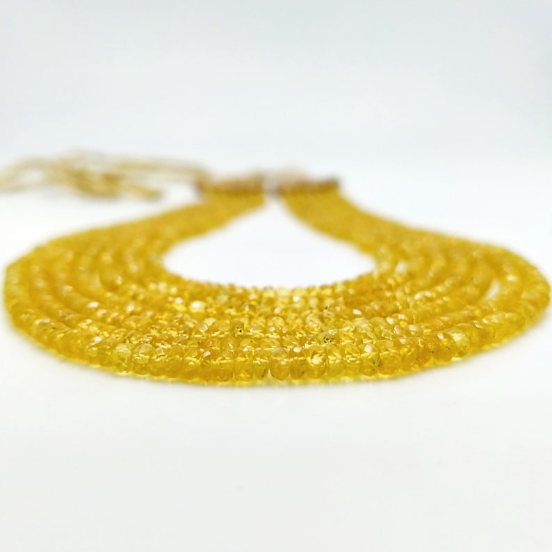 Precious Yellow sapphire Natural gemstone Necklace