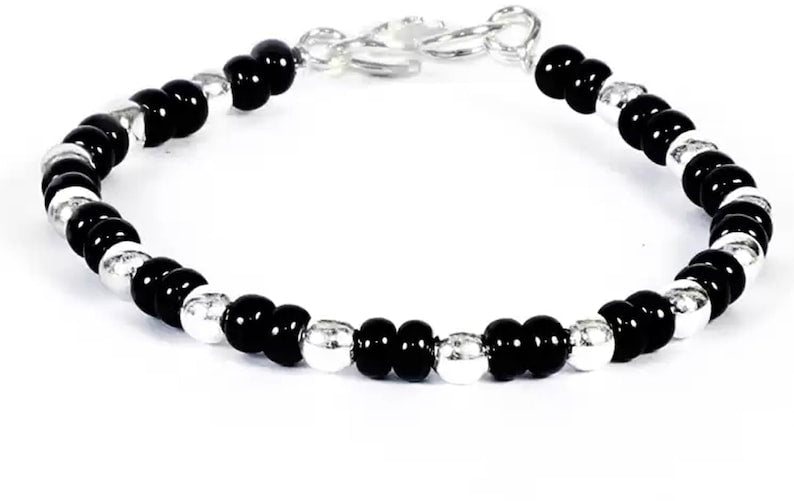 Traditional Beads Nazariya - Black & Silver Plating