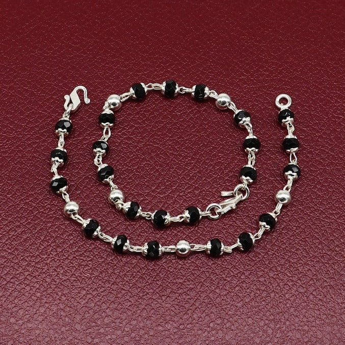 925 sterling silver customized black beads Nazariya bracelet, protect from evil eyes, new born baby bracelet