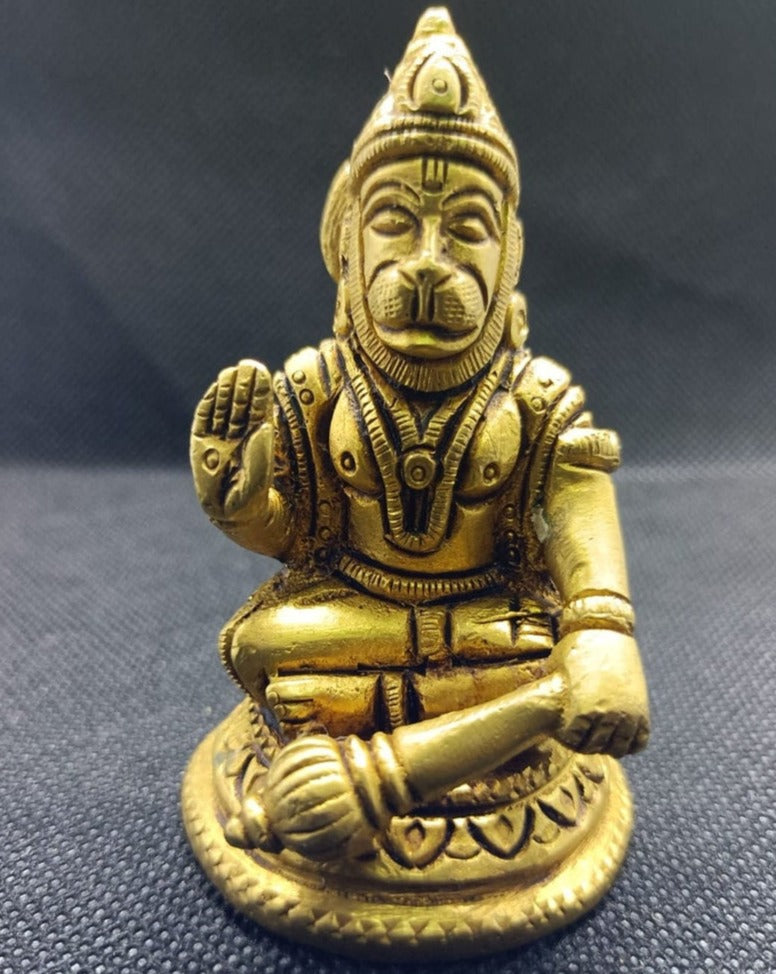 Pure Brass Lord Hanuman Idol Hindu God Deity Figurine, Goddess Hanuman Idol Hindu Statue, God of Power