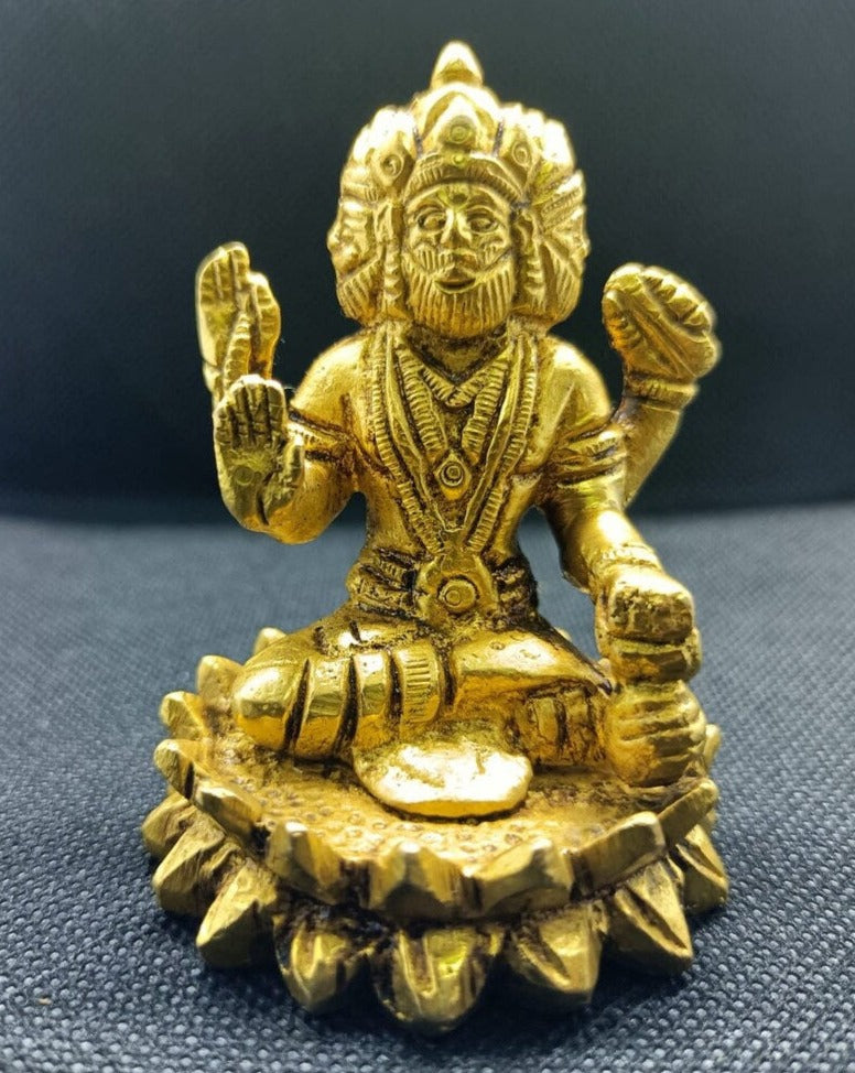 Super Fine Quality Pure Brass Brahma Gold Idol Statue, Goddess Brahma Ji Idol, God of wealth, fortune, love and beauty