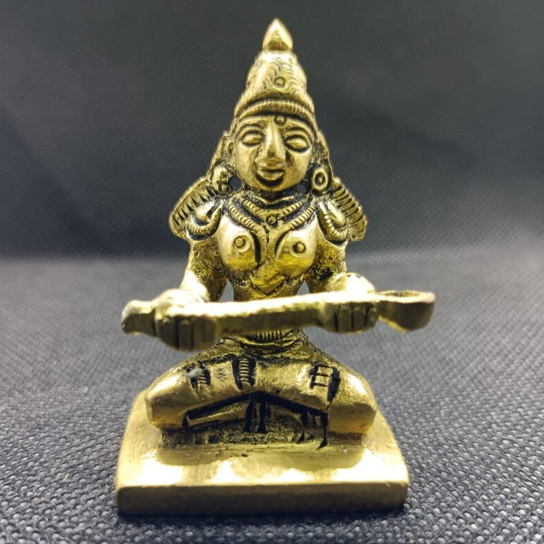 Pure Brass Lord Goddess Annapurna Idol Hindu God Deity Figurine, Goddess Annapurna Devi Idol Hindu Statue, God of Power