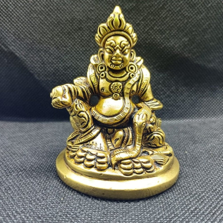 Super Fine Quality Pure Brass Kuber Idol Statue, Hindu Religion God Sculpture, God of Wealth