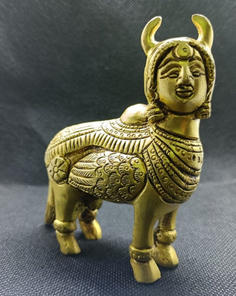 Super Fine Quality Pure Brass kamdhenu cow Idol Statue,  Goddess Gauu Mata Idol Hindu Statue