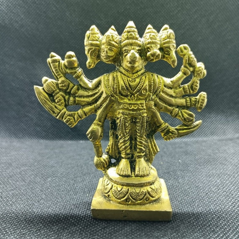 Pure Brass Lord Hanuman Panchamukhi Ji Idol Hindu God Deity Figurine, Goddess 5 face Hanuman Idol Hindu Statue, God of Power