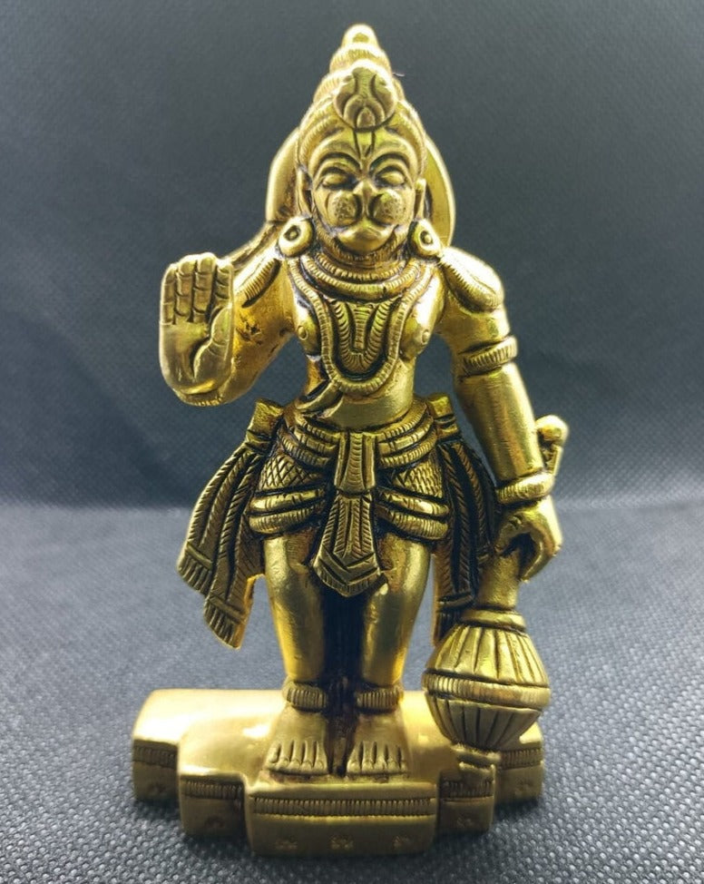 Pure Brass Lord Standing Hanuman Ji Idol Hindu God Deity Figurine, Goddess Standing Hanuman Idol Hindu Statue, God of Power