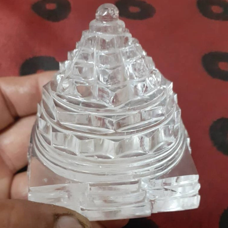 Crystal Shree Yantra, Sphatik shree yantra, Quartz Crystal Shri Yantra for Puja