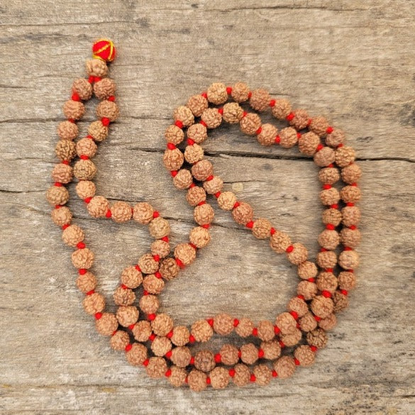 Rudraksha Japa Mala 5mm 108 + 1 Five Face Religious Beads for Prayer Yoga and Meditation