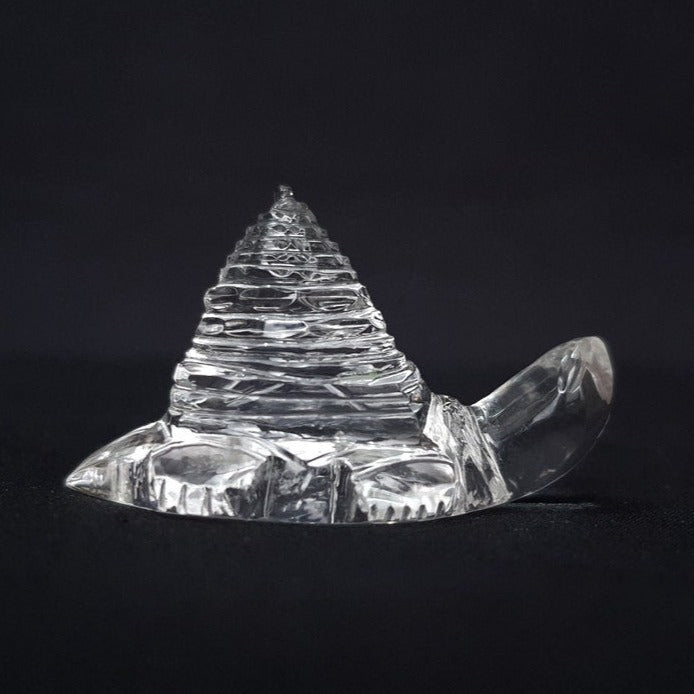 Tortoise Shree Yantra, Natural Rock Crystal, Sphatik Shree Yantra, Goddess Laxmi Shree Yantra for Prayer Room and Gifts