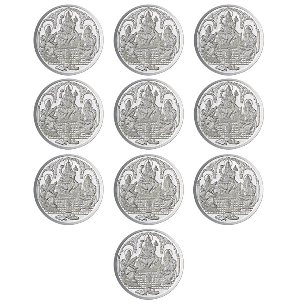 Trimurti Pure Silver 999 Religious Coin 2.5 Grams Set of 10 Religious Coin