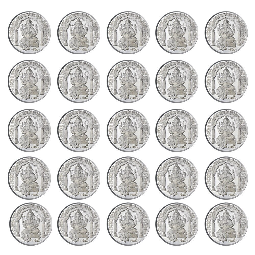 Ganpati Coin In Pure 999 Silver 2.5 Grams Set Of 100 Religious Coins