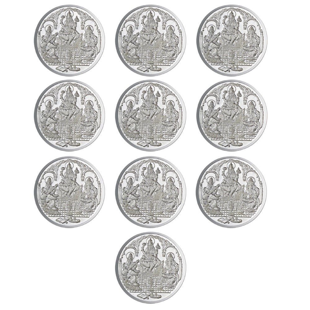 Trimurti Coin In Pure Silver 999 Religious Coin 5 Grams Set Of 10 Coins