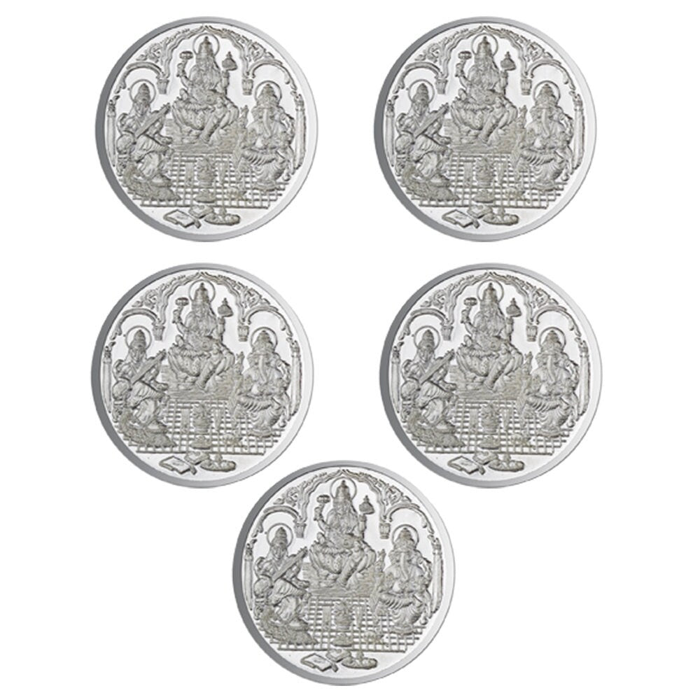 Trimurti Pure Silver 999 Religious Coin 10 Grams Set of 5 Religious Coin