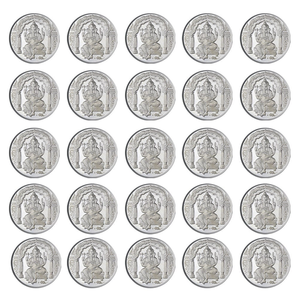 Lord Ganesh Coin In Pure 999 Silver 10 Grams Set Of 50 Religious Coins