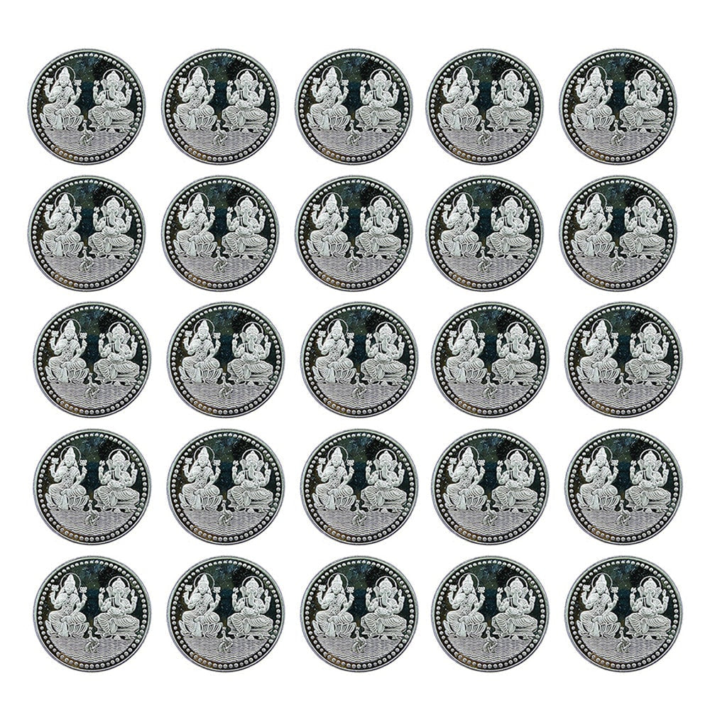 Ganesh Lakshmi Coin In Pure 999 Silver 10 Grams Set Of 100 Religious Coins