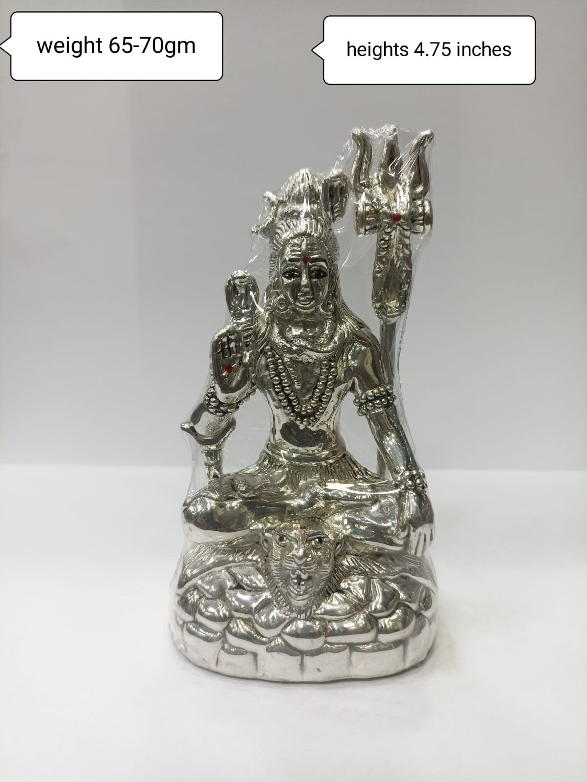 999 Fine Pure Silver Hollow Shiv Shankar Idols Statue