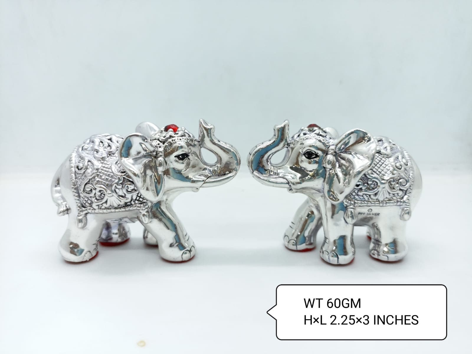 999 Fine Silver Hollow Elephant Idol / Silver Elephant Statue