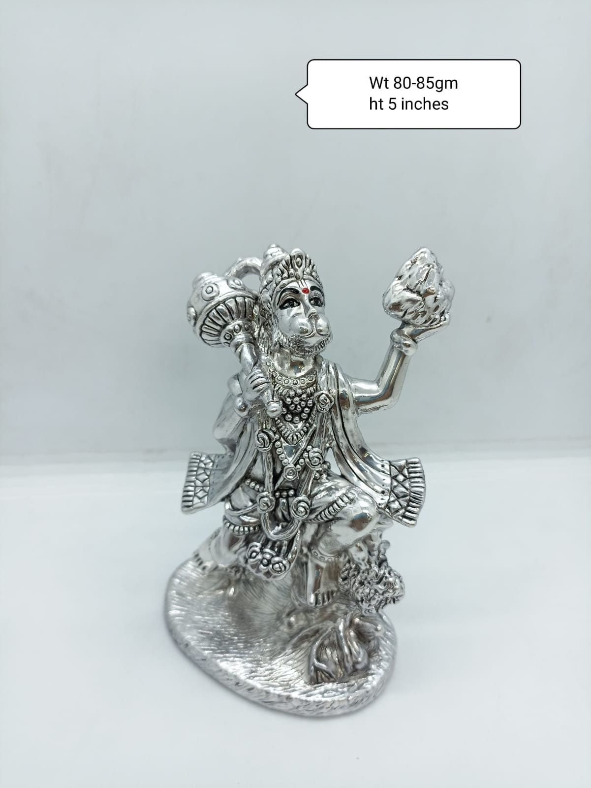 999 Fine Silver Hollow Lord Hanuman Small Statue, best for Puja or Gifting