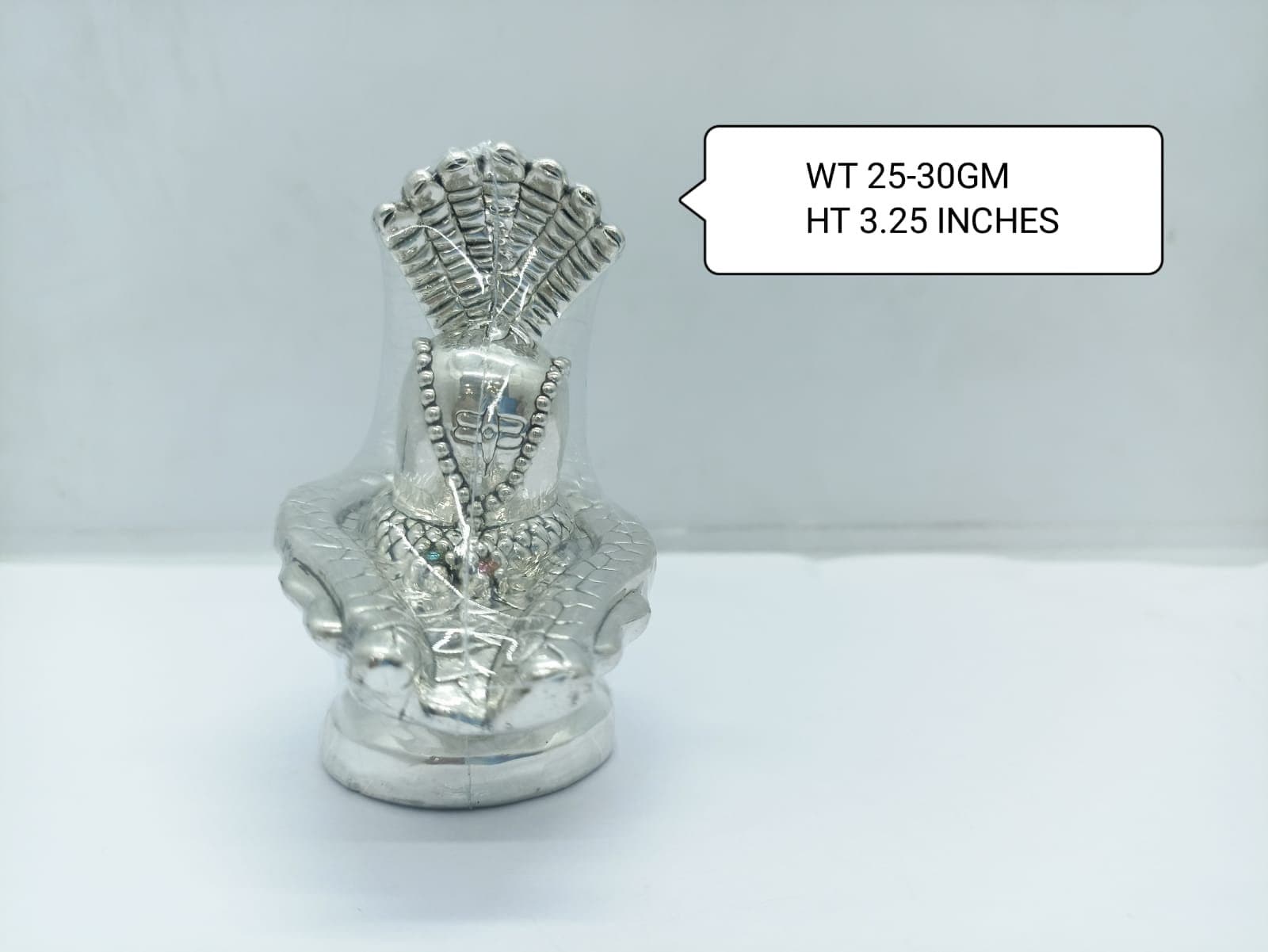 999 Fine Silver Hollow Shivling with Sheshnag Statue